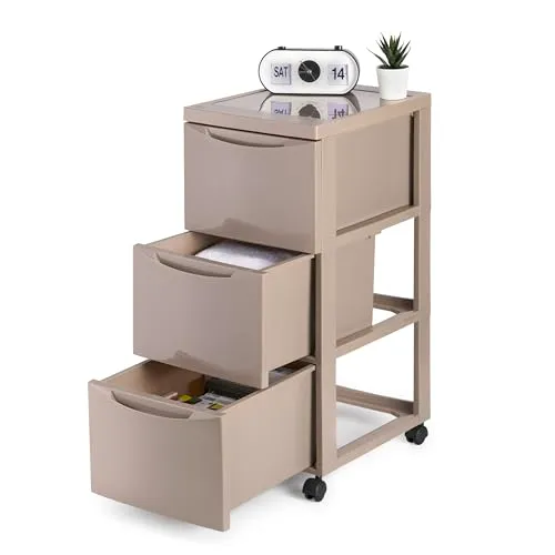 Iris Ohyama SCR-303 Kommode 3 Schubladen taupe