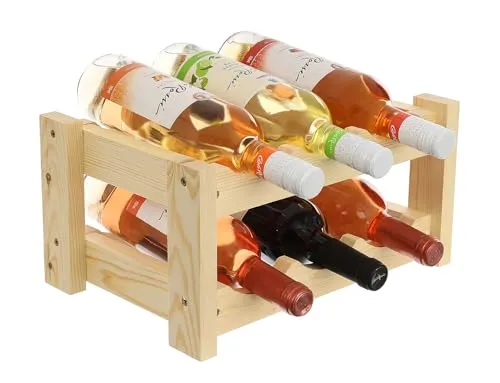GoodFreshDecor Weinregal Holz für 6 Flaschen 34x24x17,5 cm Kiefer