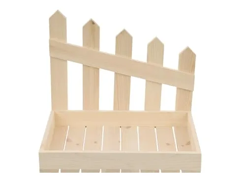 GoodFreshDecor Holzkiste Weihnachten 40x26x35 Natur mit Zaun