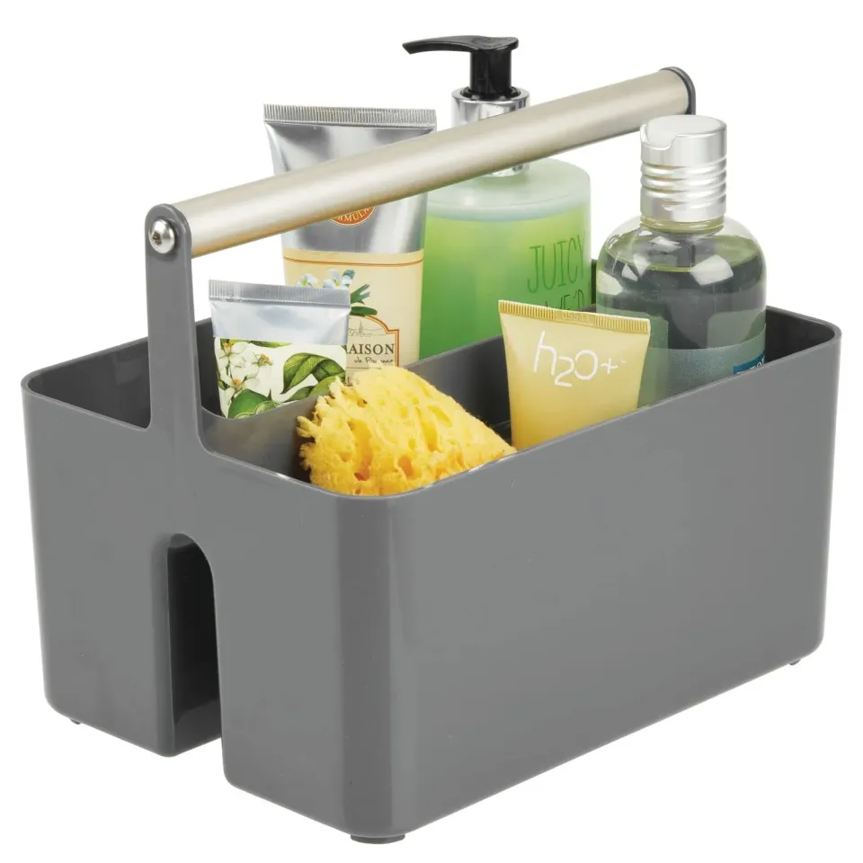 mDesign Badkorb Organizer dunkelgrau 2 Fächer Griff