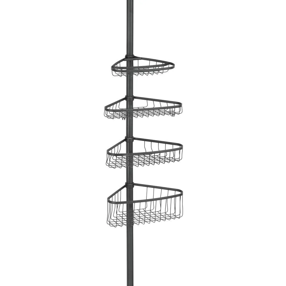 mDesign Duschregal Teleskop Ecke dunkelgrau 1,5-2,9m