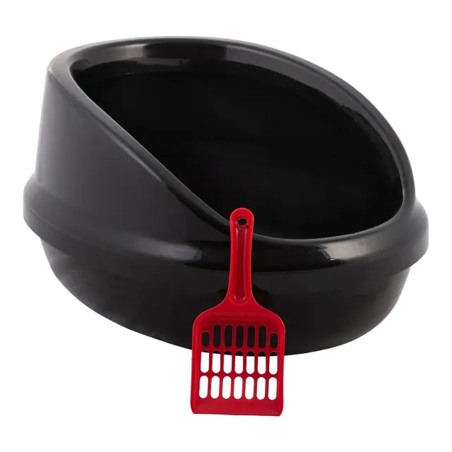 Iris Ohyama PNE-500H Katzentoilette Schwarz offen mit Schaufel