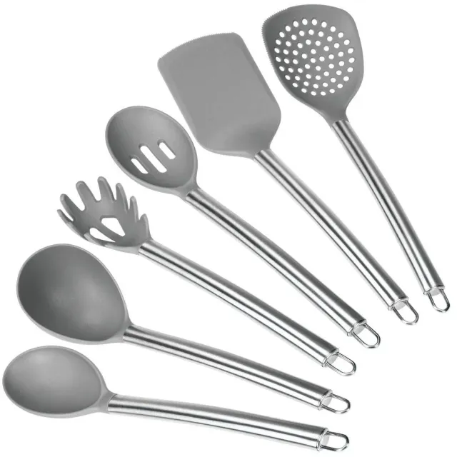 mDesign Küchenhelfer Set 6-teilig grau Nylon Edelstahl 33cm