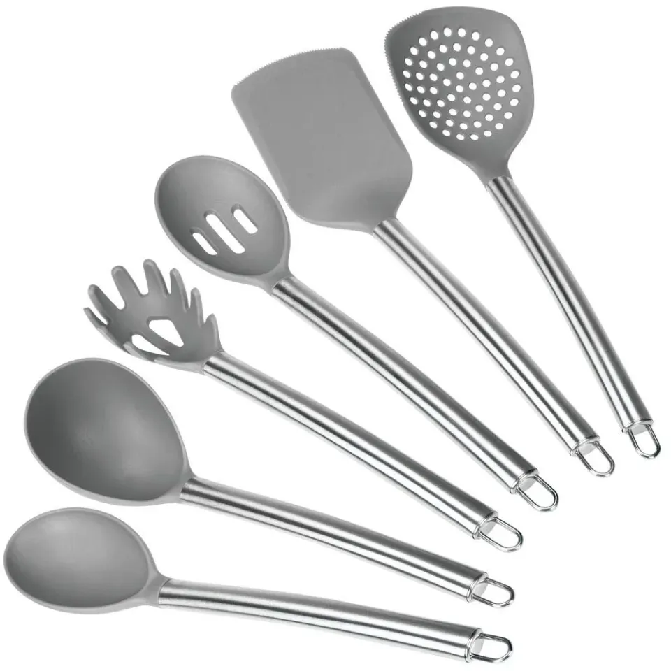 mDesign Küchenhelfer Set 6-teilig grau Nylon Edelstahl 33cm
