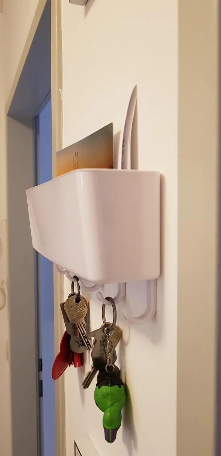 mDesign Schlüsselkasten Weiß Wand mit Ablage 5 Haken