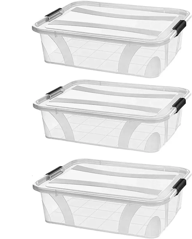 astor24 Aufbewahrungsbox 7 Liter transparent 3er-Set Deckel
