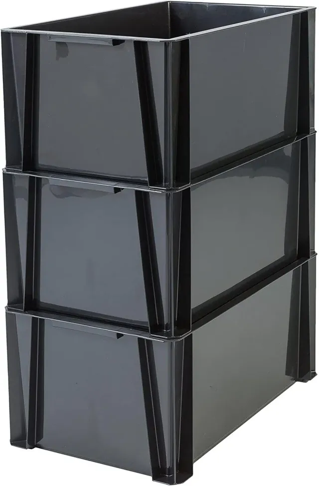 Iris Ohyama STB-LD Stapelbox 36L 3er-Set schwarz