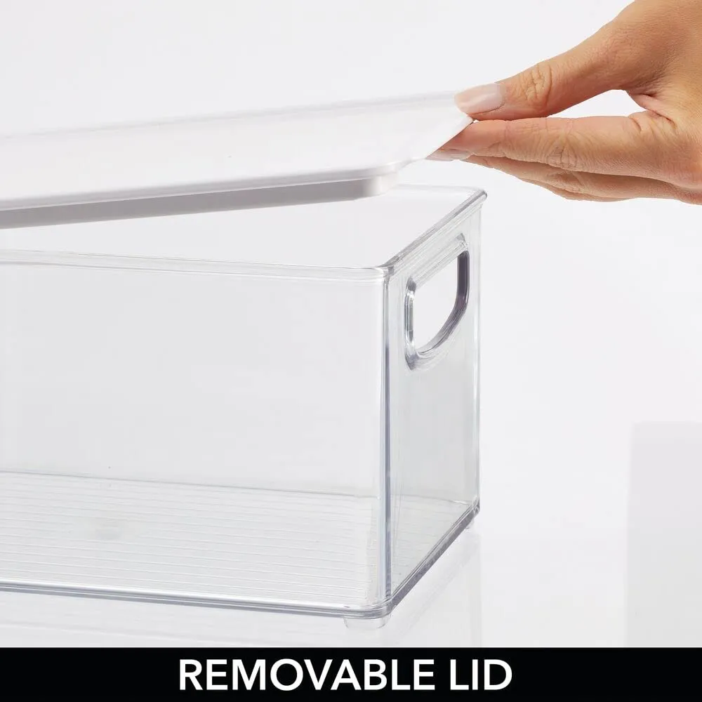 mDesign Aufbewahrungsbox 2er-Set transparent weiß mit Deckel