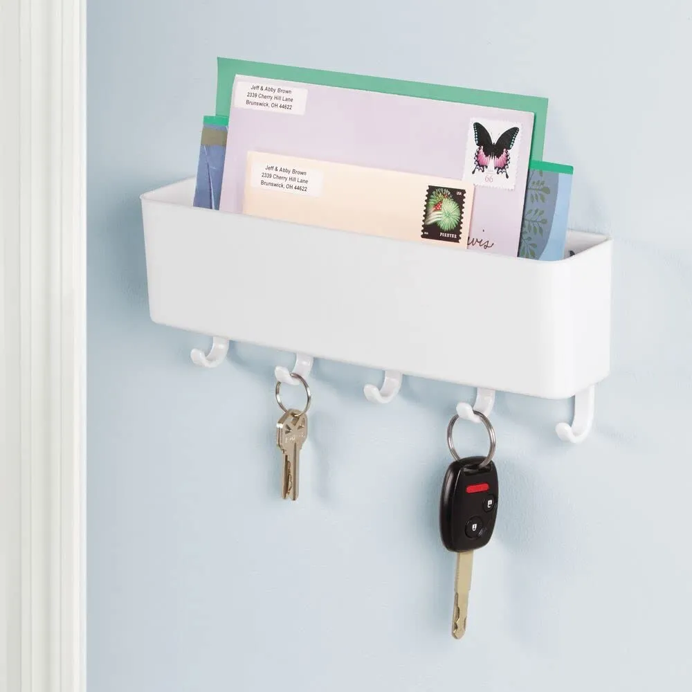 mDesign Schlüsselkasten Weiß Wand mit Ablage 5 Haken
