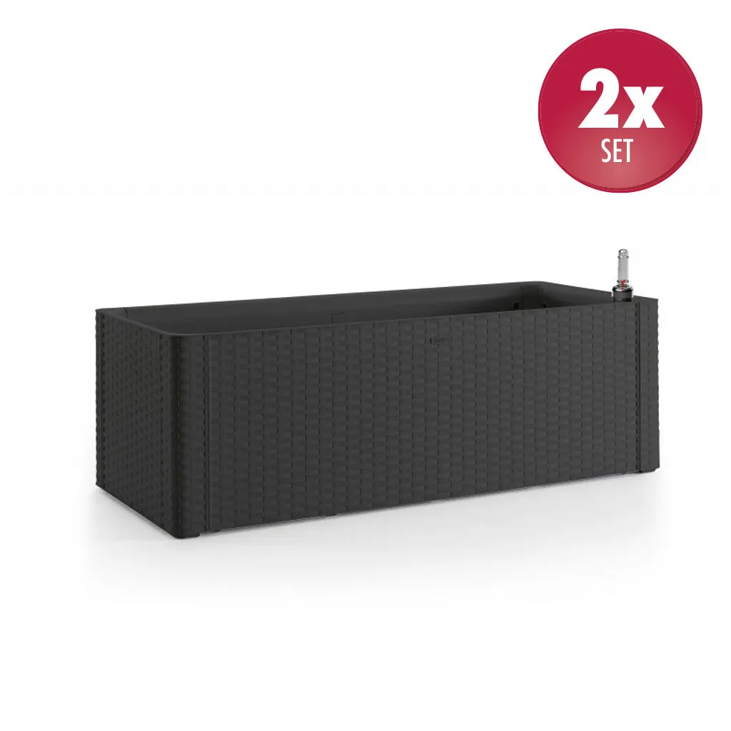 Kreher Rattan XL Pflanzkasten 2er-Set Anthrazit 100 cm