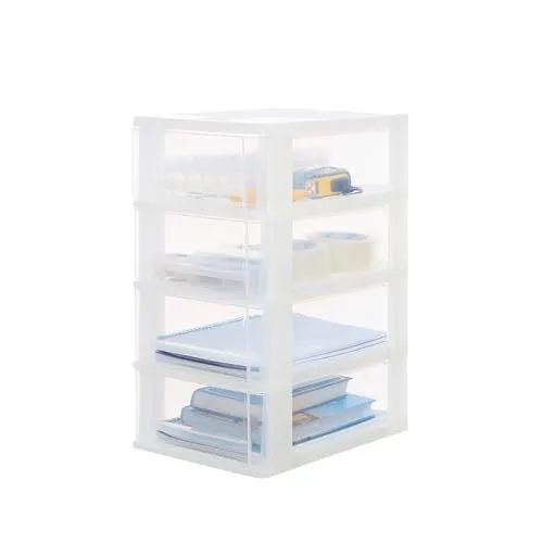 Iris Ohyama DDOCH-2004 Schubladenbox 4x7L Mattweiß A4