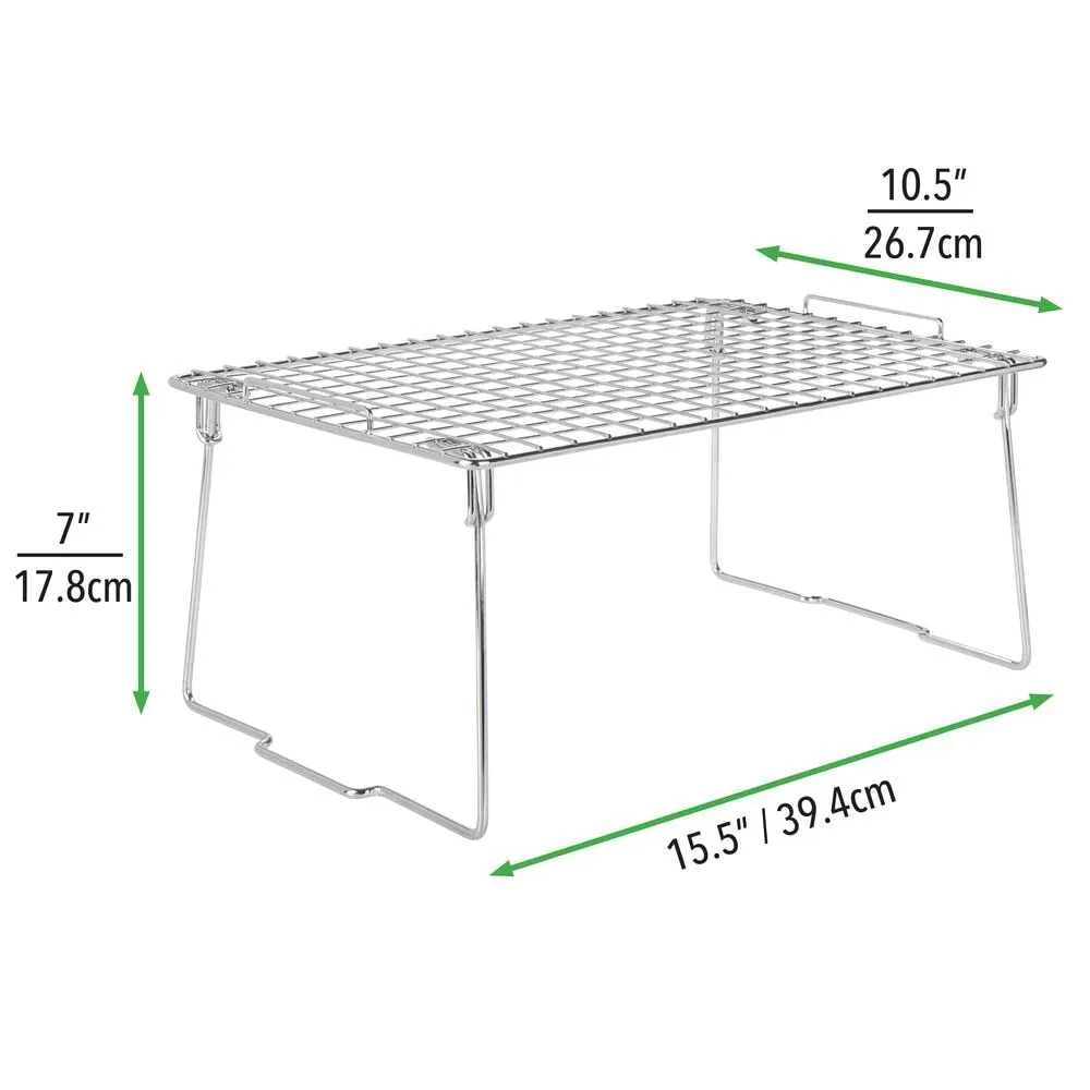 mDesign 03106MDKEU Schrankregal silber klappbar stapelbar