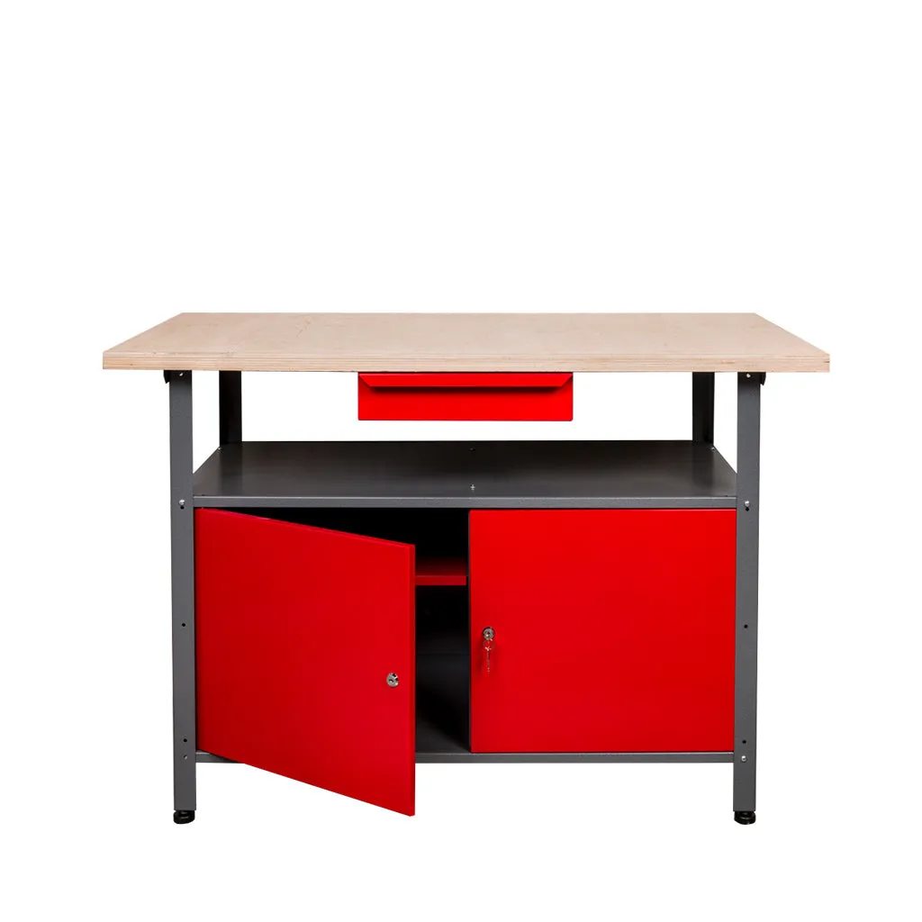 Kreher Werkbank-Set 120 cm Rot mit Lochwand 3-tlg.
