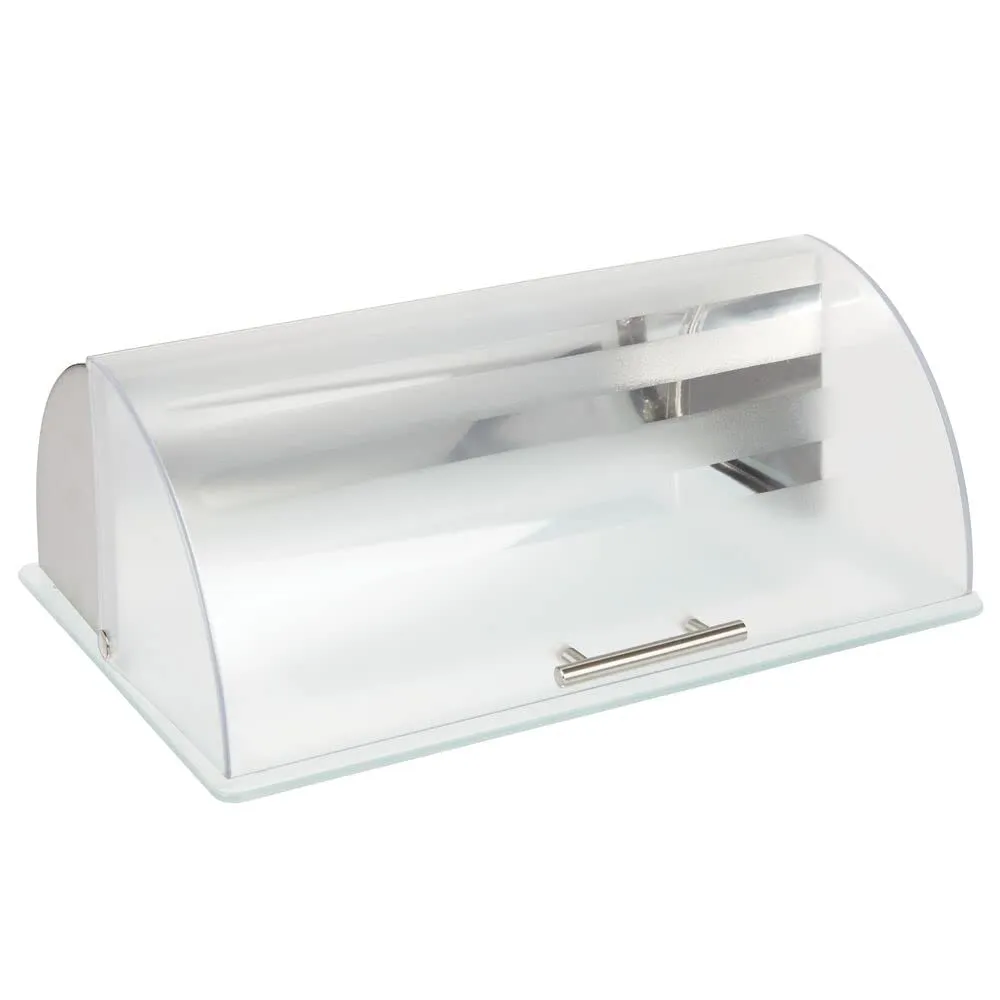 mDesign Brotkasten Metall Glas mattsilber mit Sichtfenster