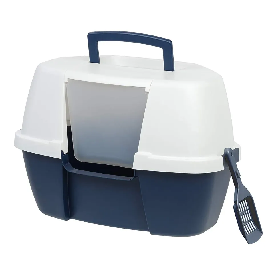 Iris Ohyama CLH-17J Katzenklo mit Deckel Blau Schaufel bis 4 kg