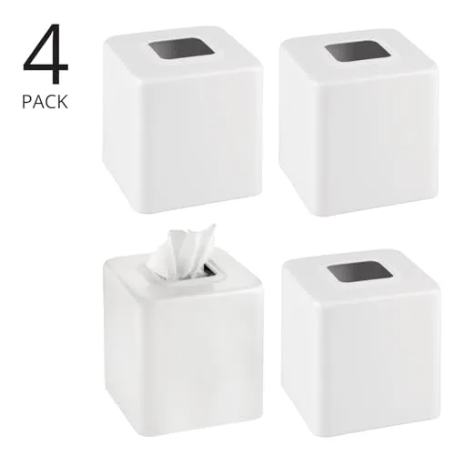 mDesign Kosmetiktücherbox Taschentuchbox weiß 4er-Set Metall