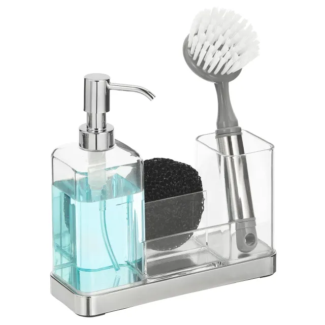mDesign Omni Seifenspender Organizer chrom 473ml