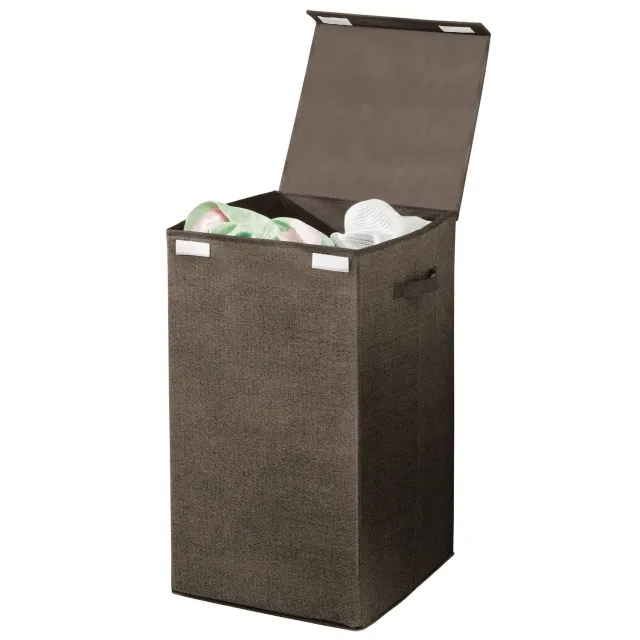 M Design Wäschetruhe mit Deckel dunkelbraun Jute