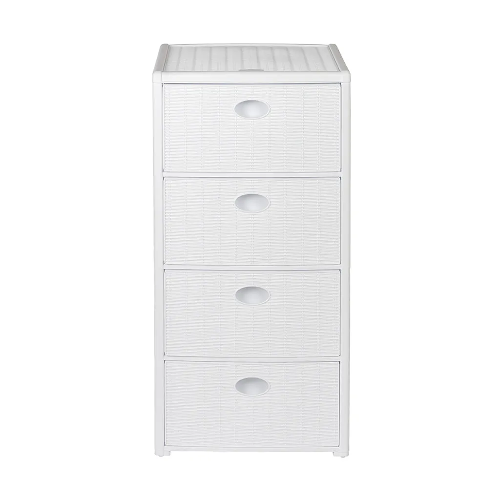 Kreher Rattan Schubladentower Schubladenbox Grau rollbar
