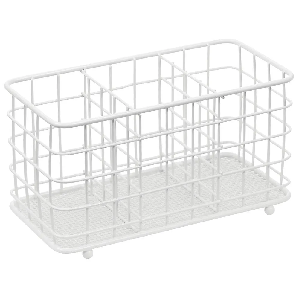 mDesign 07959MDKEU Besteckhalter Metall weiß 3 Fächer