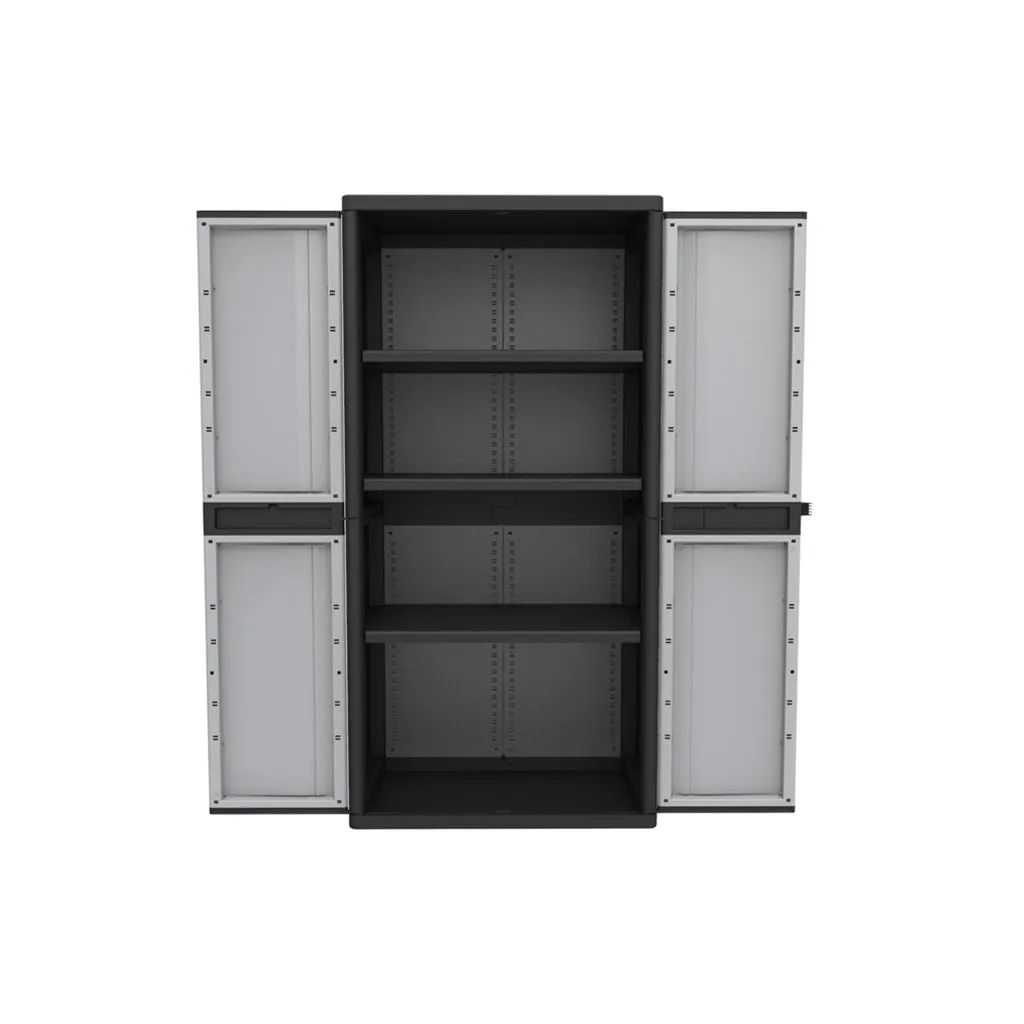 Kreher Jumbo Schrank 3 Böden Kunststoffschrank 2er Set Schwarz Grau
