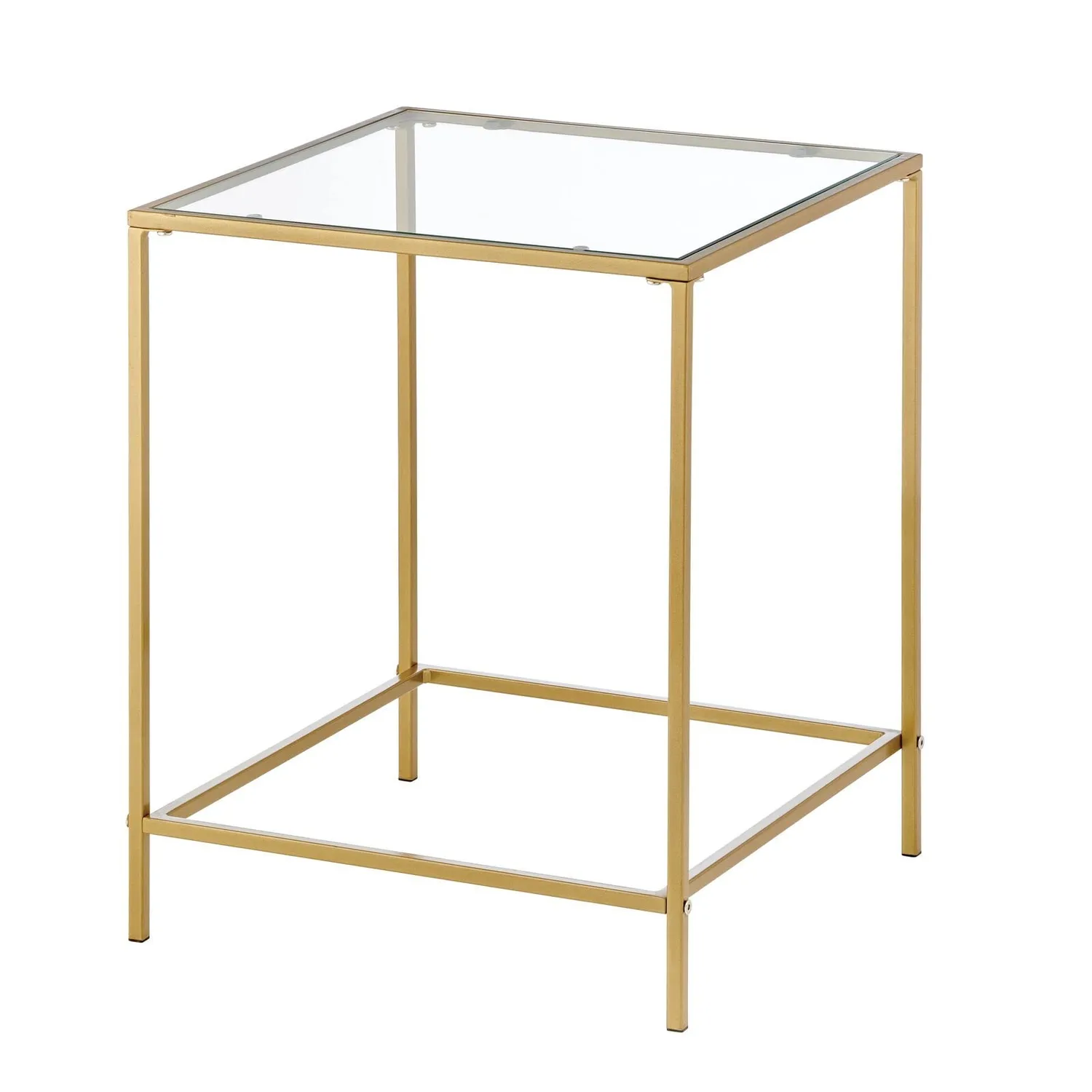 M Design Glastisch Beistelltisch Metall Glas Messing 45,7 cm