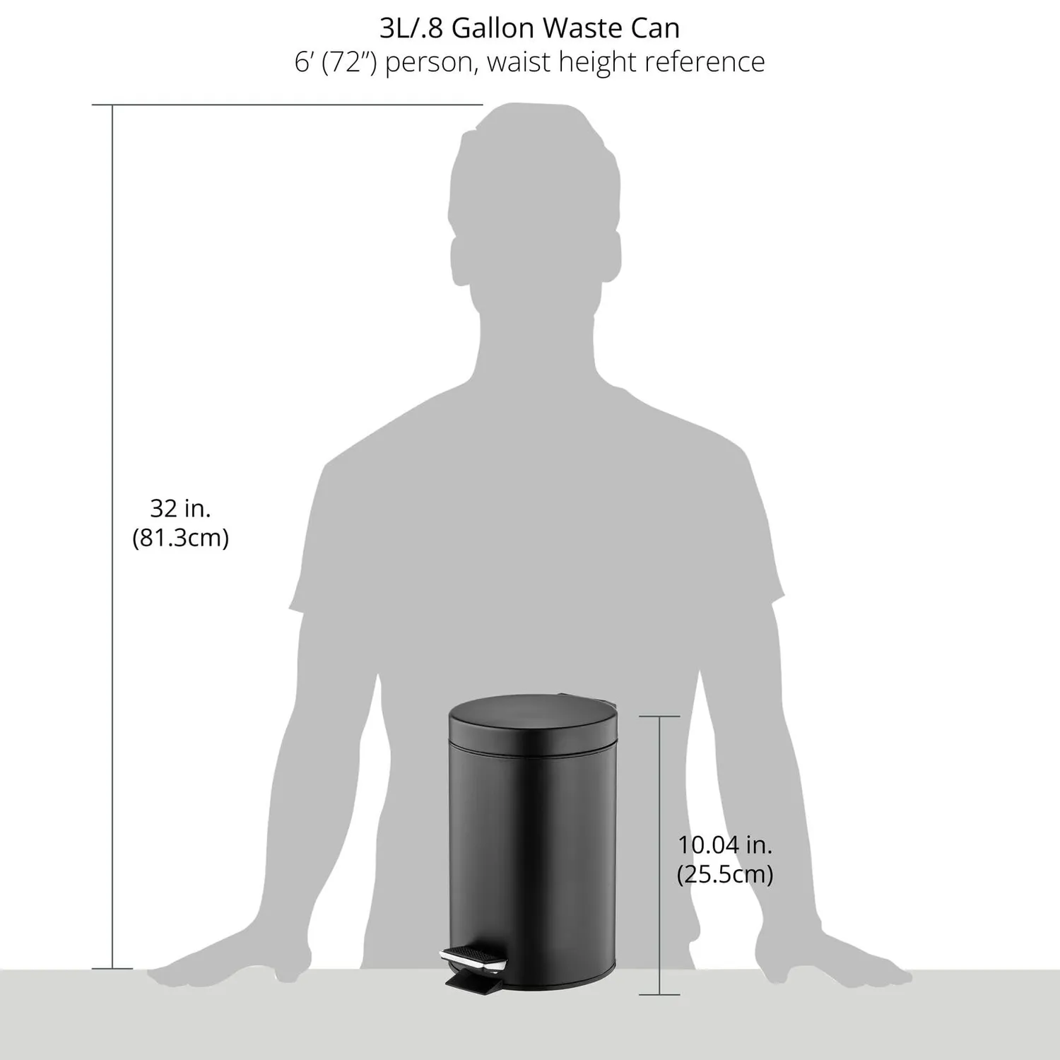 mDesign Tretmülleimer 3 Liter Schwarz Metall