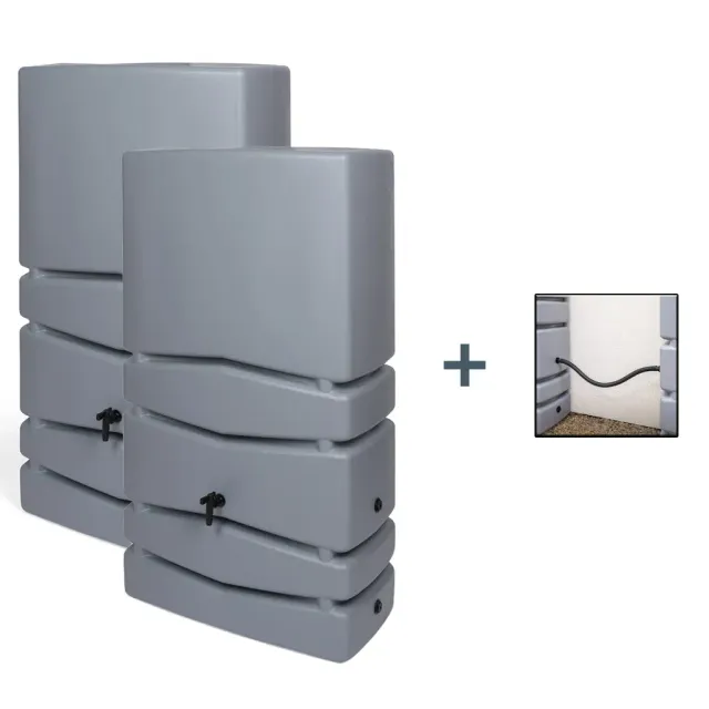 Kreher Aqua Tower 350 Liter Regentonne Anthrazit 2er Set