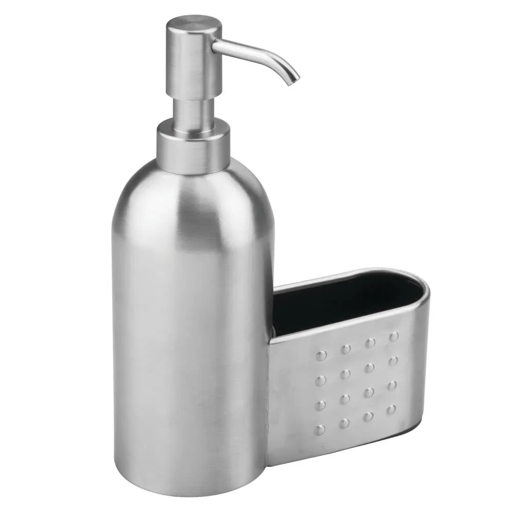 mDesign Seifenspender Metall 443 ml mit Schwammhalter