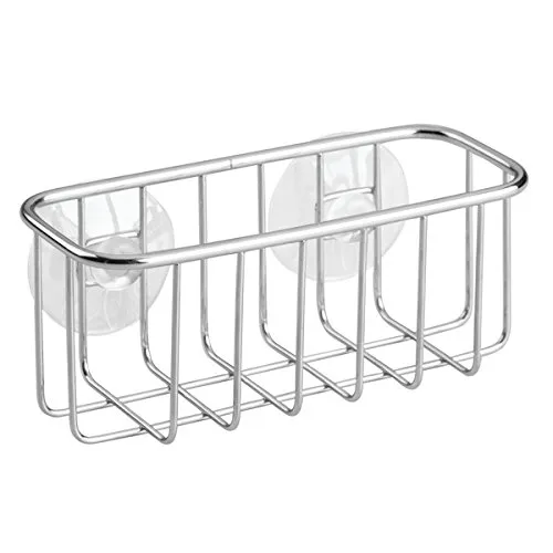 mDesign Schwammhalter Saugnapf Spülorganizer silber verstellbar