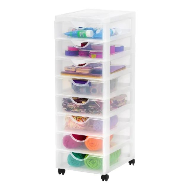 Iris Ohyama DDDC-380 Schubladenbox Weiß 8 Schubladen H81cm