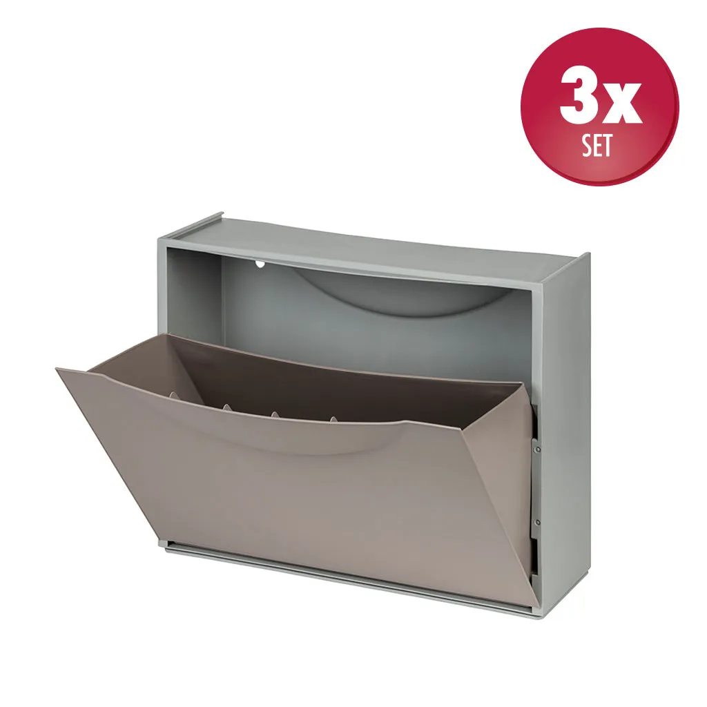 Kreher Schuhkipper 3x Dove Grey Rattan-Optik Set