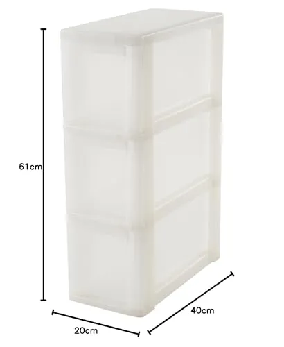 Iris Ohyama NSC-203 Rollcontainer weiß 3x10L mit Rollen