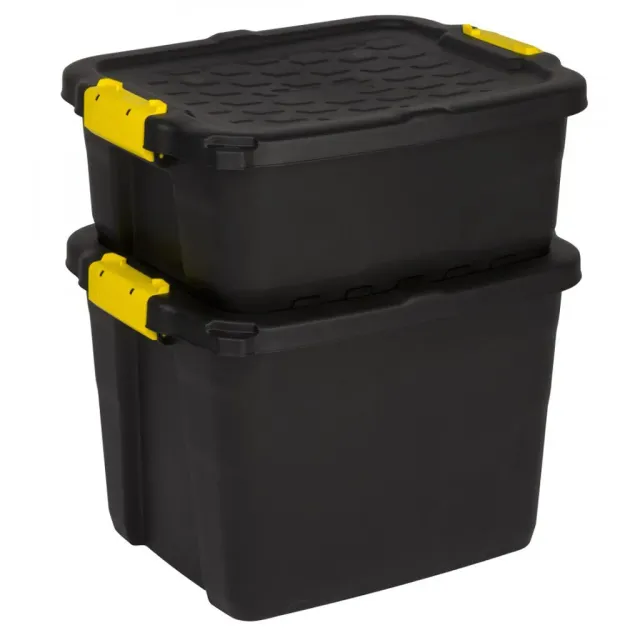 Kreher Tough Boxen Set 42+24 Liter Schwarz stapelbar