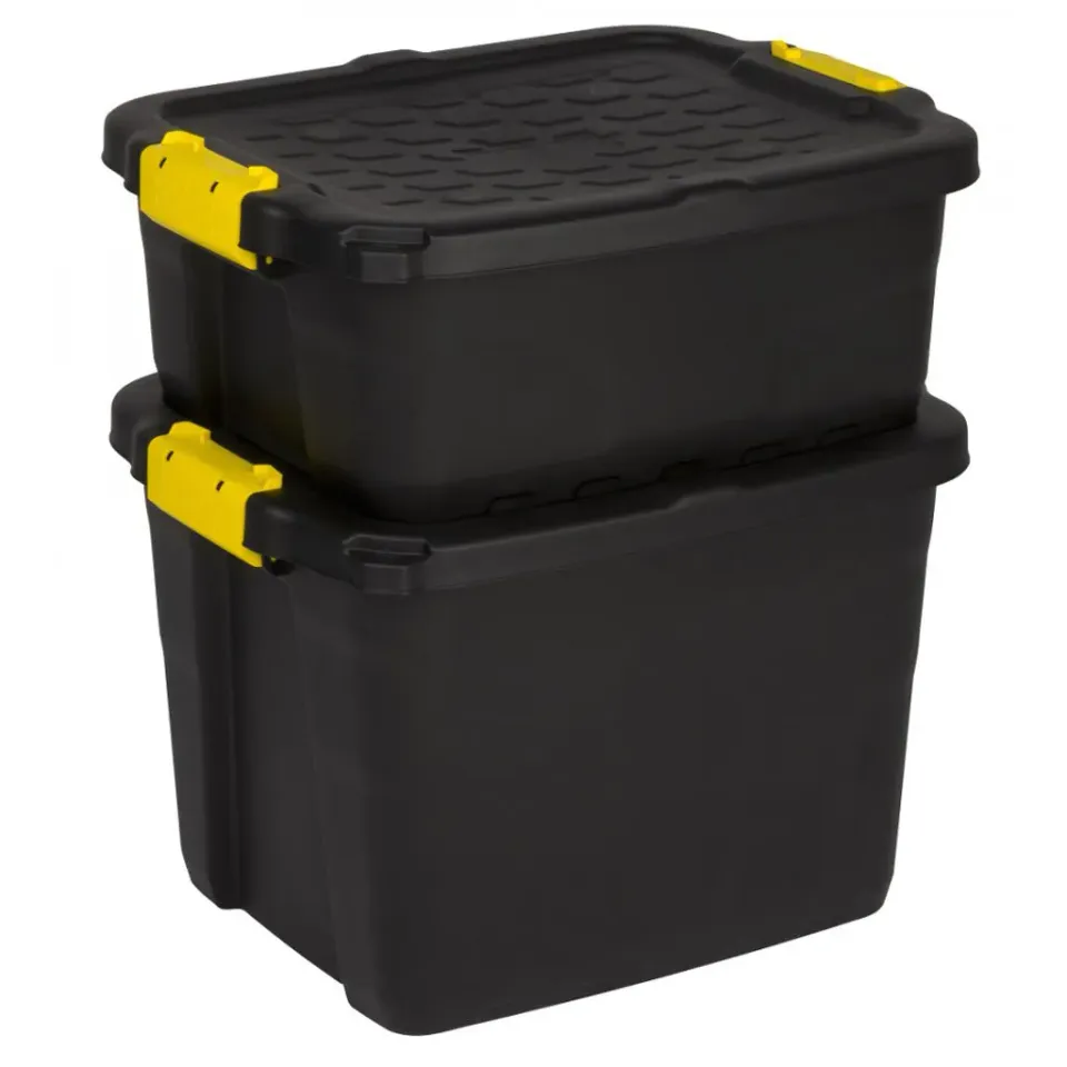 Kreher Tough Boxen Set 42+24 Liter Schwarz stapelbar