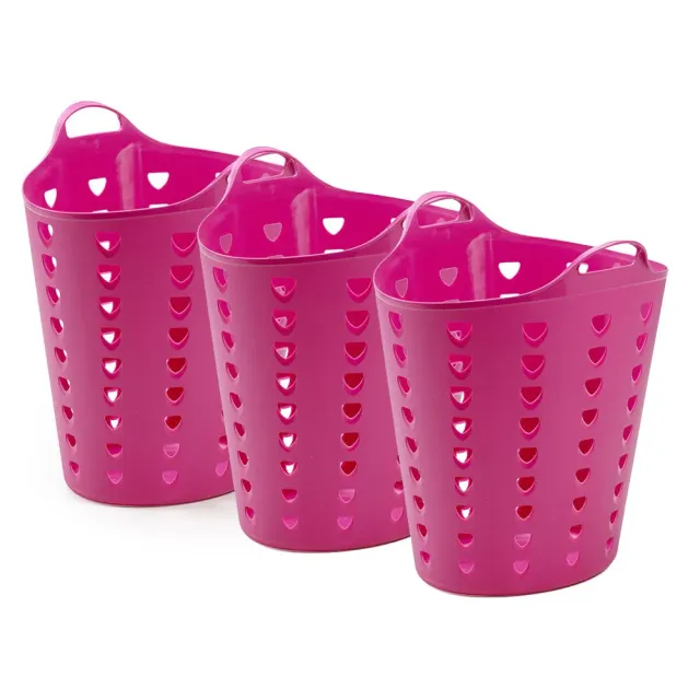 Kreher Tragekorb 65L 3er Set Pink gelocht Waschkorb