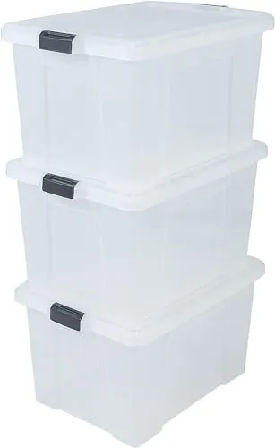 Iris Ohyama SK-700 Aufbewahrungsbox 68L mit Deckel 3er-Set Klar