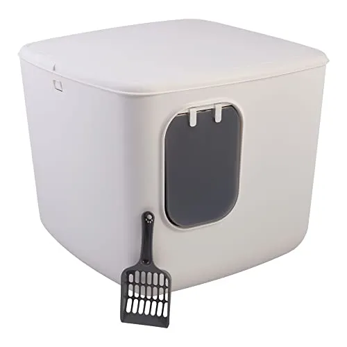 Iris Ohyama CCLB-500 Katzentoilette Weiß Beige geschlossen