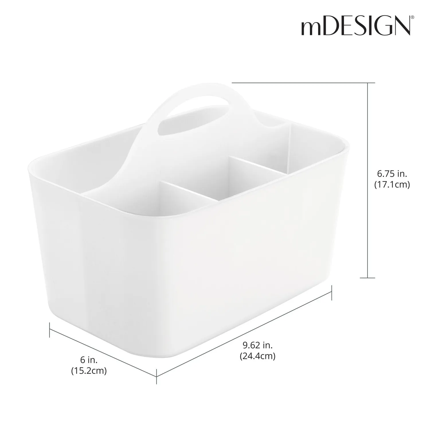 mDesign Besteckkorb Besteckhalter Weiß mit Griff