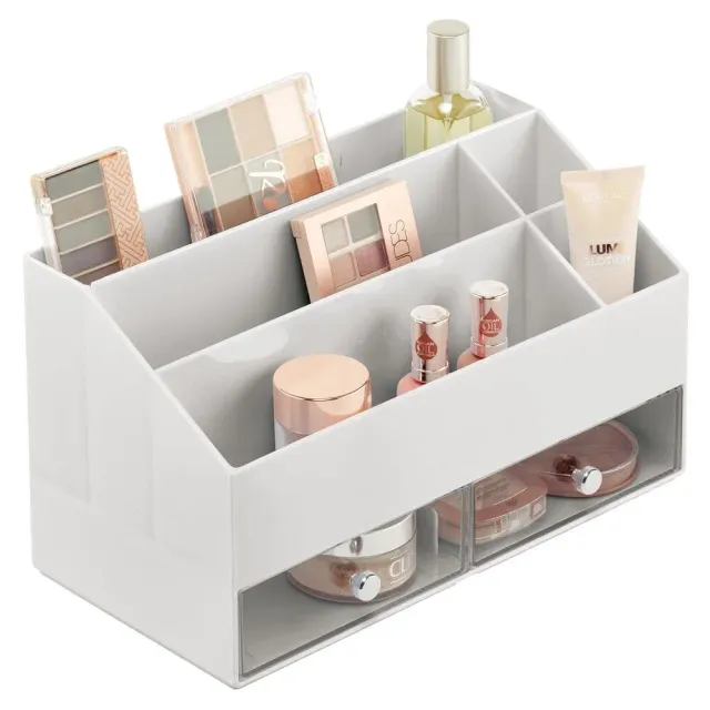 M Design Kosmetik Organizer 07798MDCEU Make-up Box hellgrau 5 Fächer