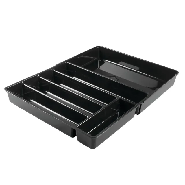 mDesign Besteckkasten Schublade 6 Fächer schwarz 36,5cm rutschfest