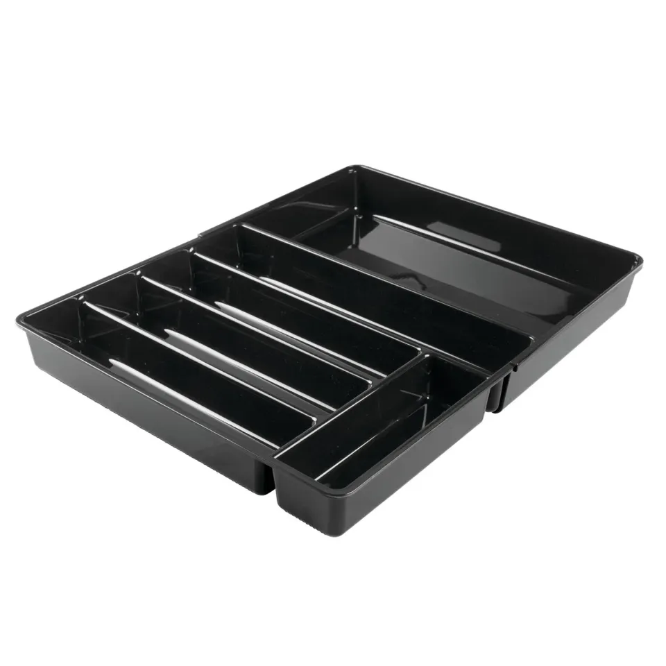 mDesign Besteckkasten Schublade 6 Fächer schwarz 36,5cm rutschfest