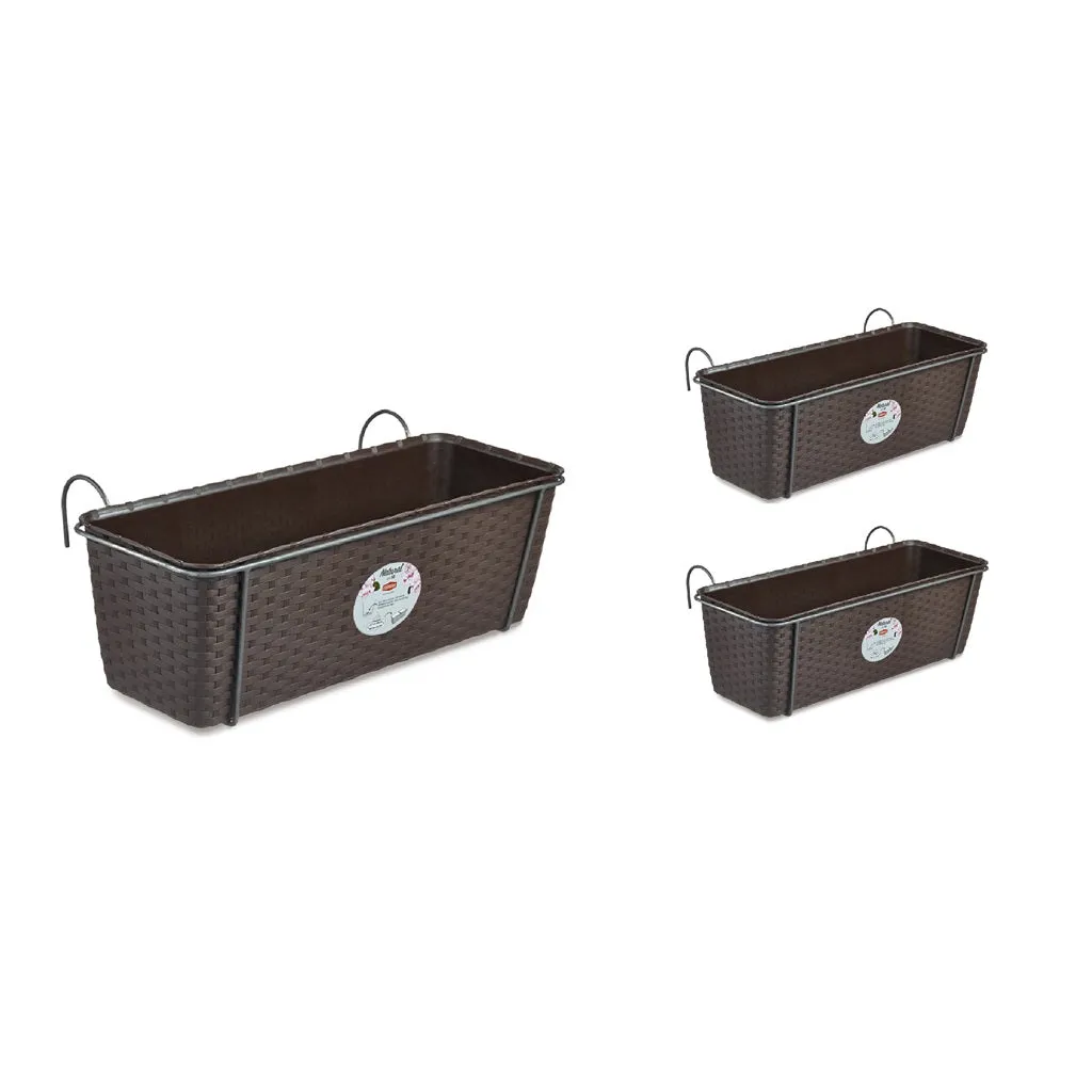 Kreher Pflanzkasten Rattan 50 cm Weiß 3er Set Blumenkasten Gehäng