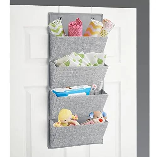 mDesign Schrank-Organizer Stoff 4 Taschen grau hängend