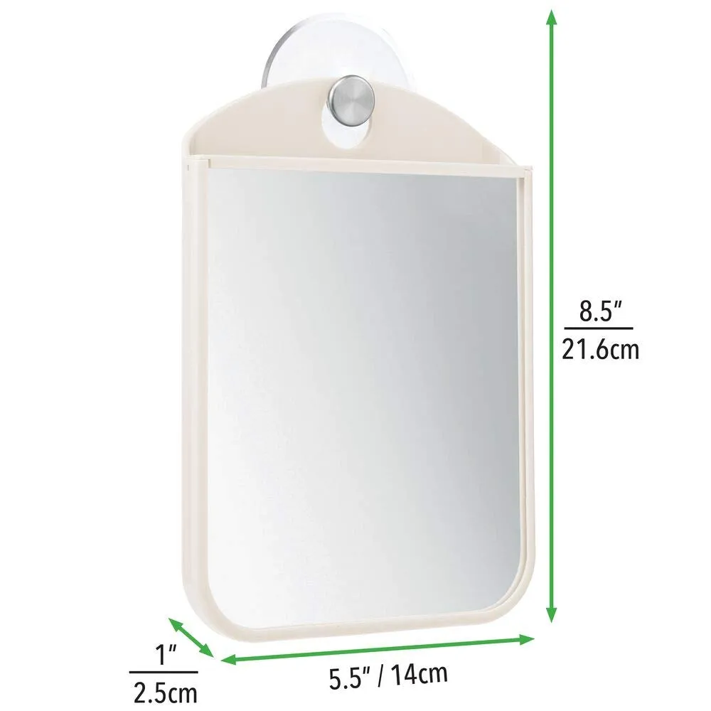 mDesign Rasierspiegel Saugnapf Duschspiegel Creme MattSilber