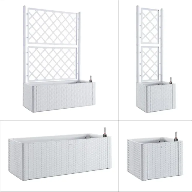 Kreher Pflanzkasten Rattan-Optik Weiß breit 35 Liter