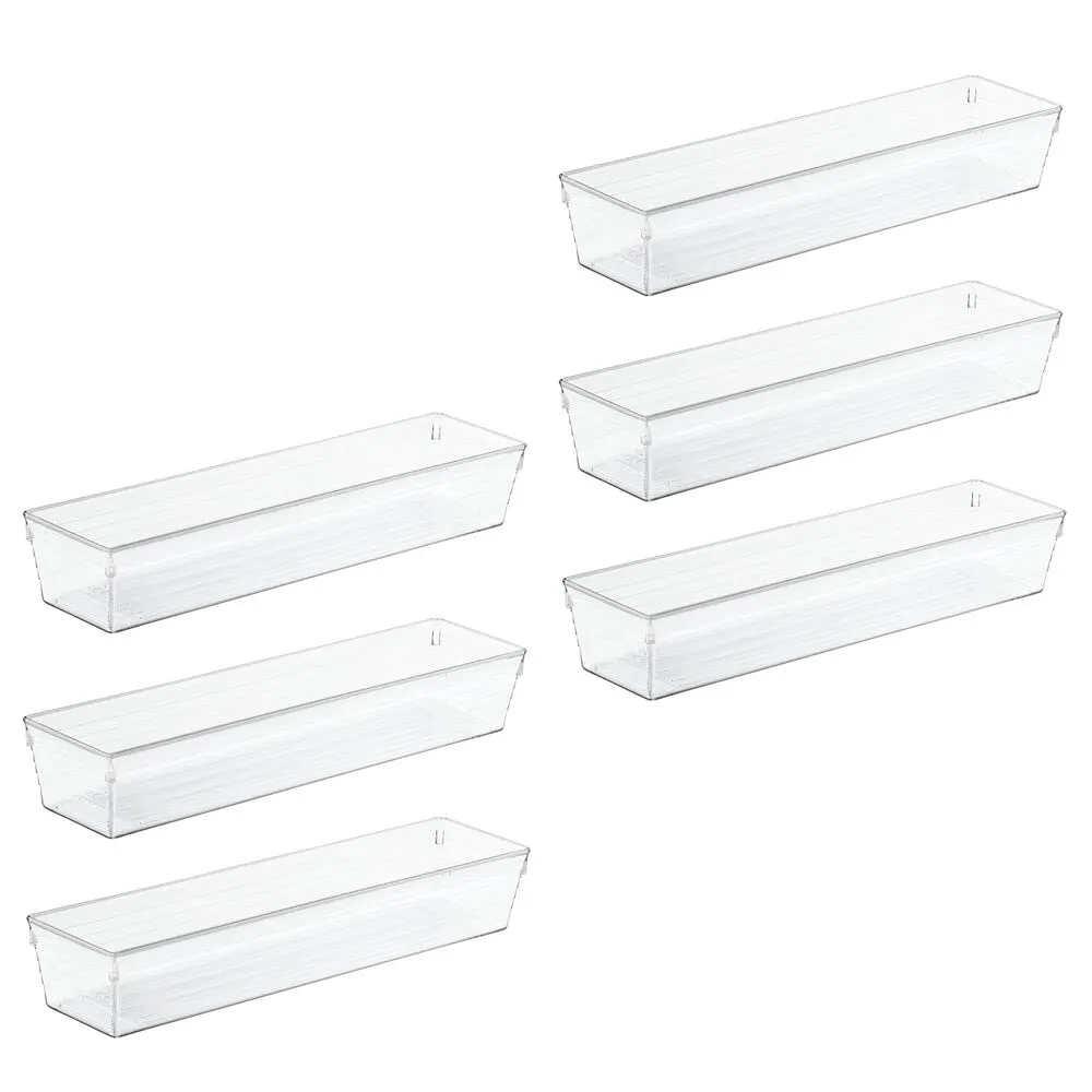 mDesign Schubladen-Organizer Transparent Kunststoffbox 6er-Set lang