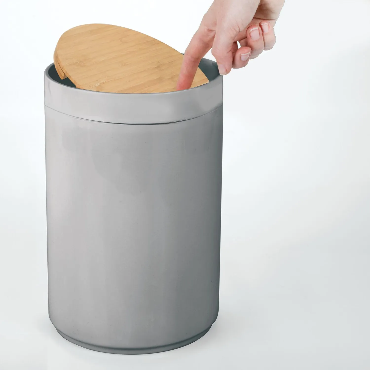 mDesign Mülleimer Bambus Deckel 5L grau