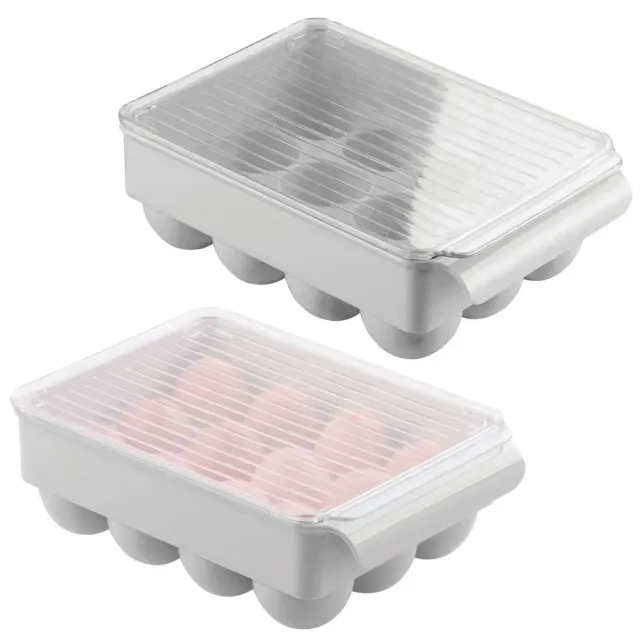 mDesign Eierbehälter 12 Eier Box grau transparent 2er Set stapelbar