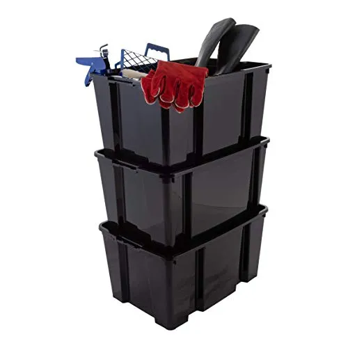 Iris Ohyama Hobby Box HB-45 Aufbewahrungsbox 45 L 3er-Pack schwarz